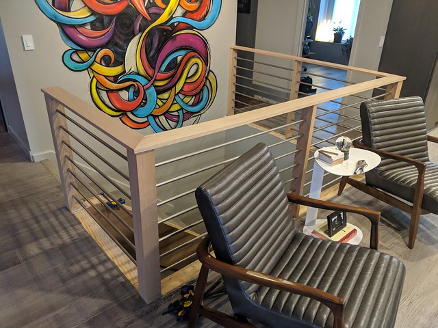 The top of the banister set in place