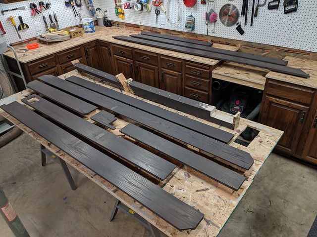 Finished banister caps and base boards.