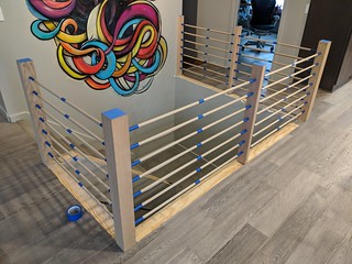 Then I had to mask everything that I'd already installed in order to finish the newel posts