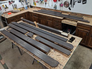 Finished banister caps and base boards.