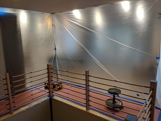 My tent for finishing the newel posts in our already finished home.