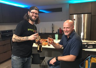 pizza - Once everything was installed and clamped, we celebrated with pizza and a bit of Yamazaki whisky.