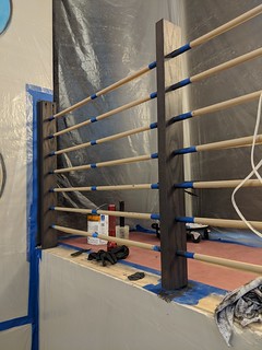 Starting to stain the first couple posts