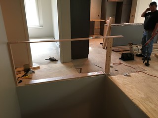 Setting the first posts for the banister