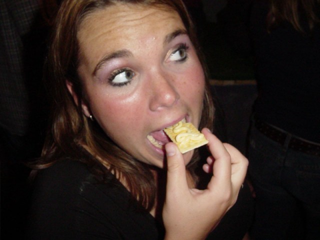 eating cheese crackers