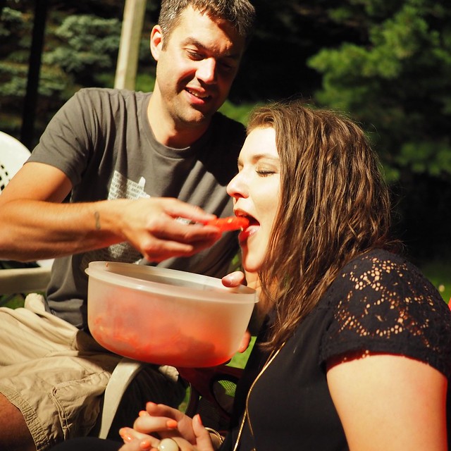 Sam's first bite of watermelon