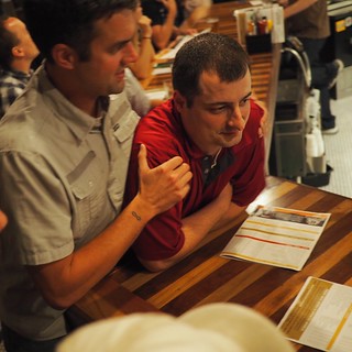 Helping Jeff order at the Iowa Tap Room