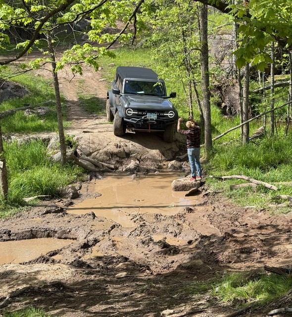 Bronco attempts the mud hole