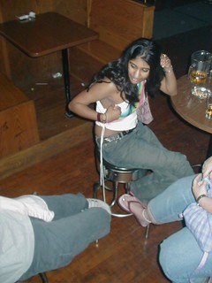 Jeff trying to discretely untie Kinnera's top