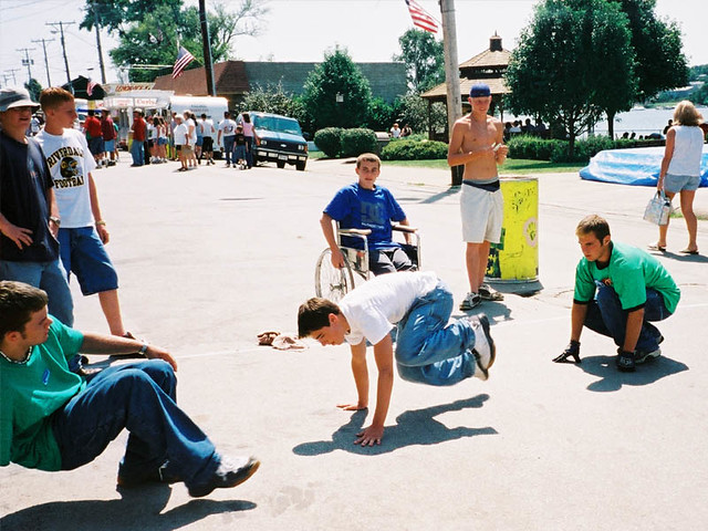Zach, Julien, and Nick trying to breakdance, haha
