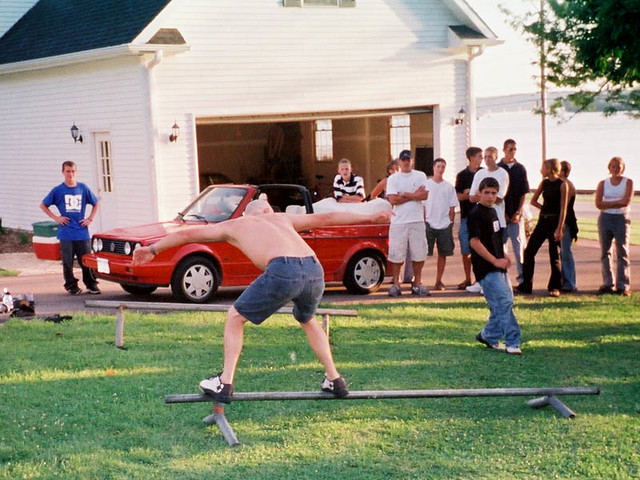 A drunken neighbor soaping