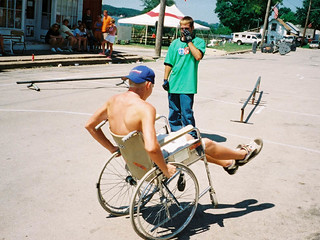 AJ Bitler ridin wheel chair wheelies