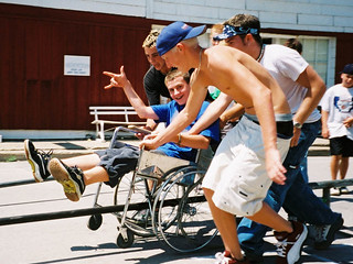 Nate with a wheelchair grind