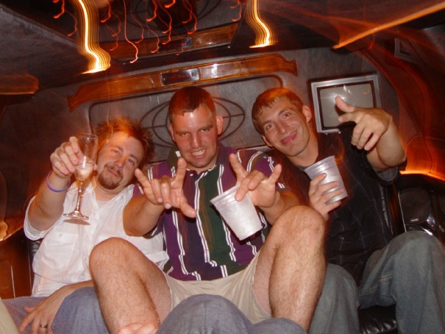 Randall, Chuck, and Turbo in the limo
