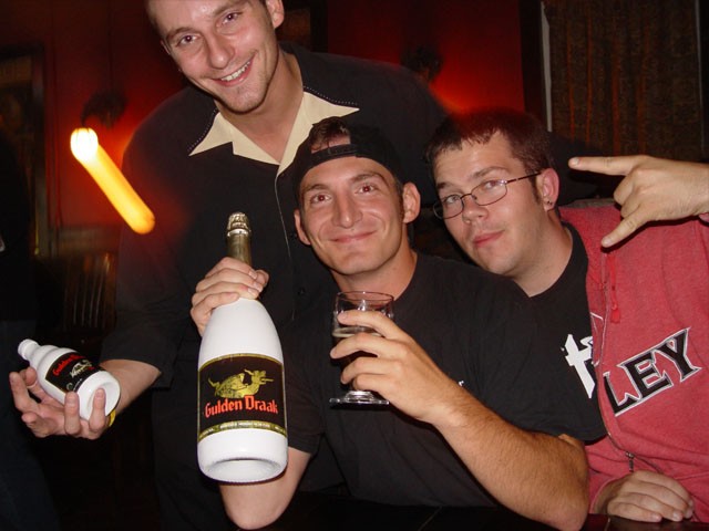 Turbo, Zach, Gulden Draak, and the bartender at Red Monk