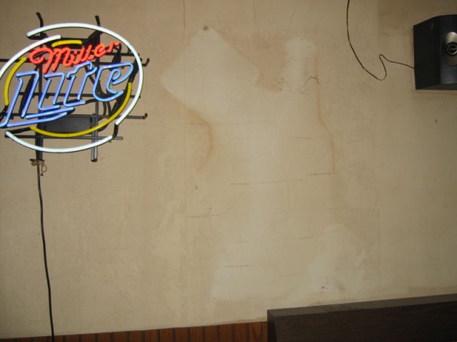 The stain where the sign was.