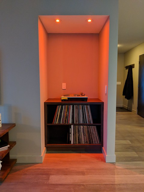 The nook. Next: some kind of floating shelves. Still trying to decide on a format for those...