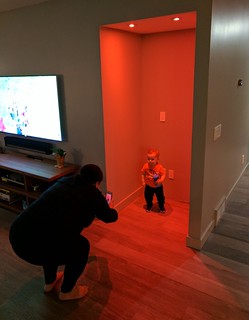 Once the hue lights were installed, this area became known as the "selfie booth"