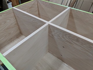 A close-up of the faced shelves