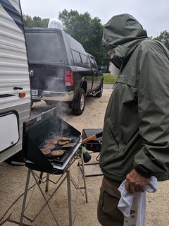 Grillin up some burgers in the rain