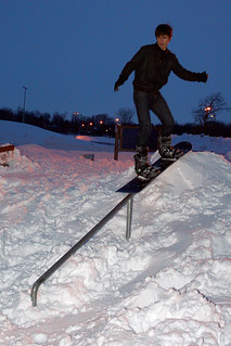 Snowboarding - Anthony - sliding the rail