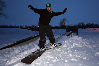 Snowboarding - Sliding the long ledge