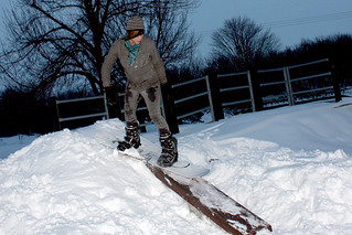 Snowboarding - Gabe - sliding the ledge