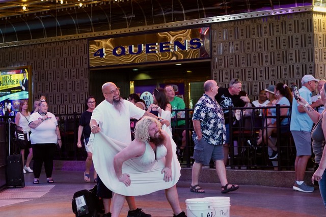 Just having a great time on fremont street