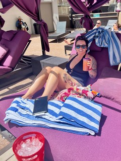 Drinks - Checked in. Poolside.