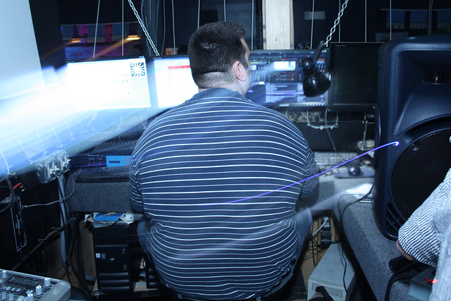 The club owner running lights and videos,ha