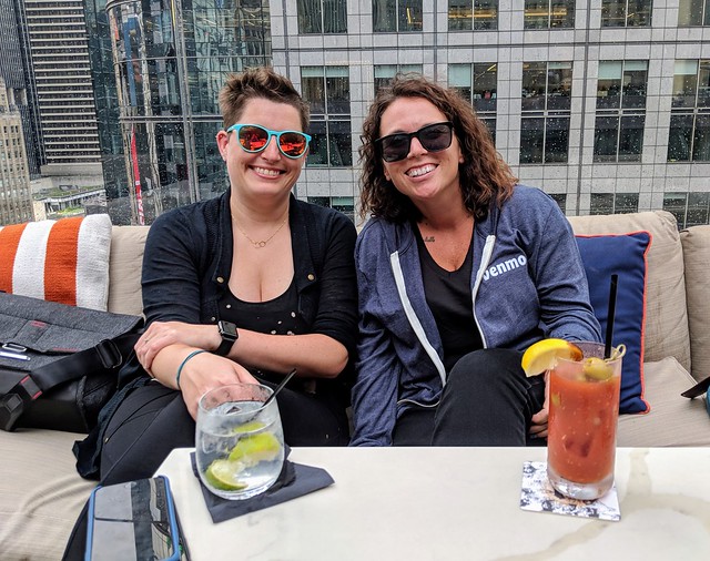 Our canceled flight opened up time to grab a rooftop cocktail with Steph