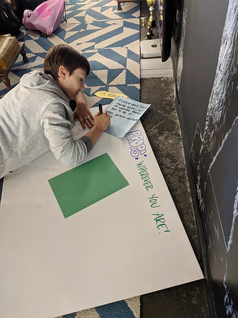 Ashley works on our science fair poster