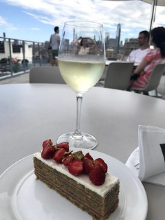 Kari enjoys a rooftop dessert while I wrap up some work