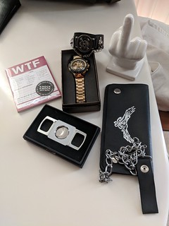 Dad came with a duffle bag stuff, ha