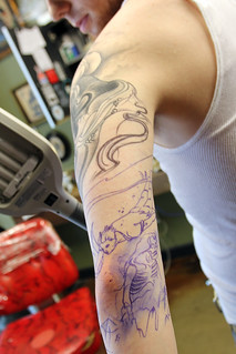 Tattoo - Stencil and some freehand tentacle additions