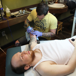 Tattoo - Getting tattooed by Joshua Bowers at Iron Heart Tattoo