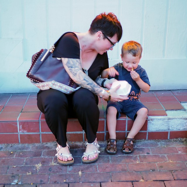 Eating leftovers immediately after dinner.