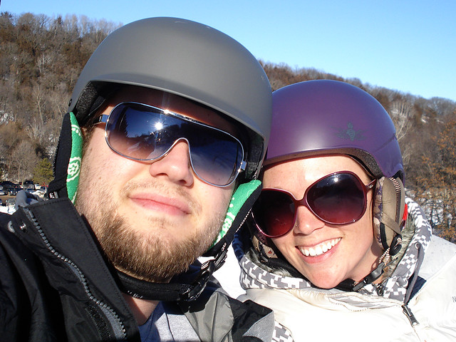 Riding up a lift at Afton