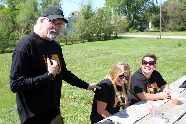 Probably giving Linds a hard time about something...