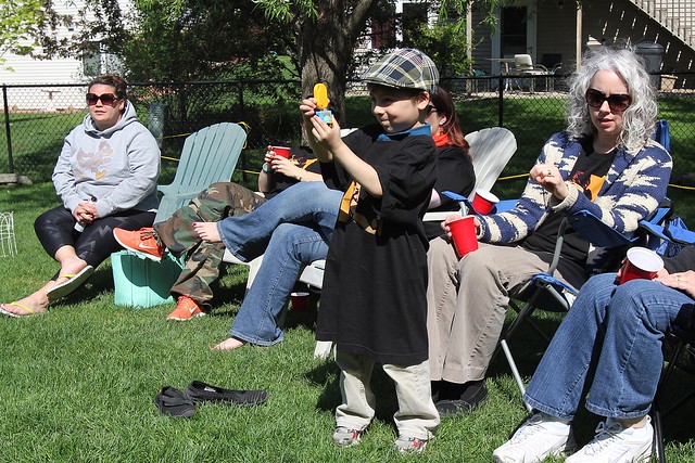 Playing in the back yard