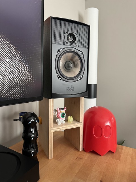 Speaker stand mock up. Trying to get these tweeters up by my ears while adding some tiny trinket shelf space.