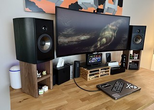 Walnut speaker stands complete