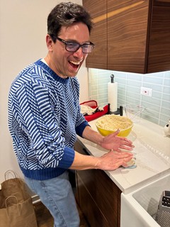 Manuel is having a great time making this Arepa patties