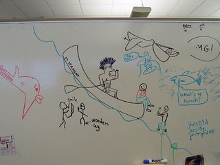 This started off as a man sitting on the underbite of the last drawing on nick's board.  Then I c...