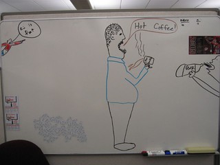 Ru is fat, Ru spilled Starbucks on himself, and dude is slammin a dewsk