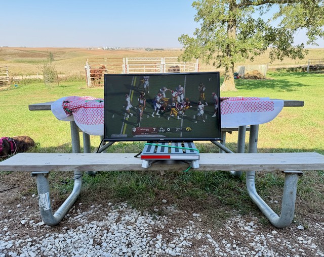 A funny place to be watching the Iowa game