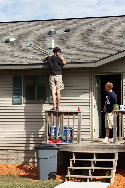 Trying to get Josh's frisbee