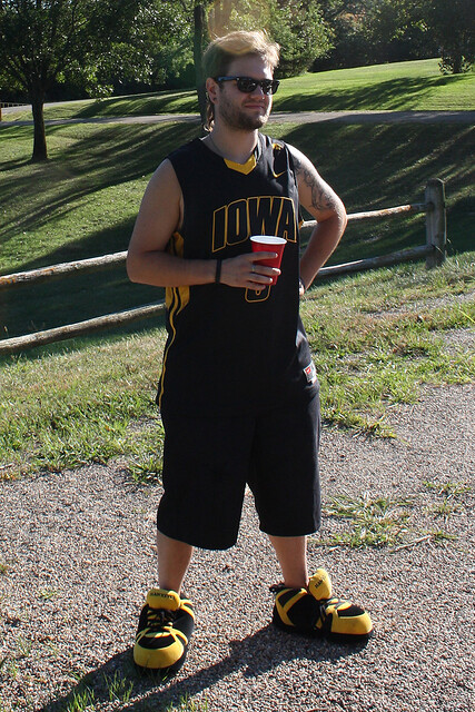 I wore jeff's iowa slippers all day