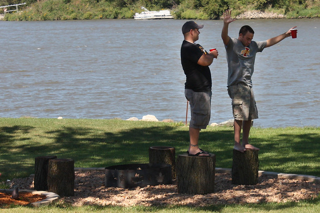 Steve and Proctor hanging out on the logs