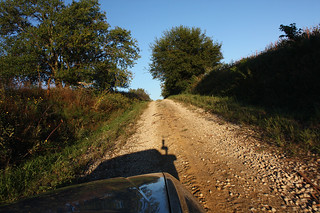 Driving down some awful private service road that google sent josh on.